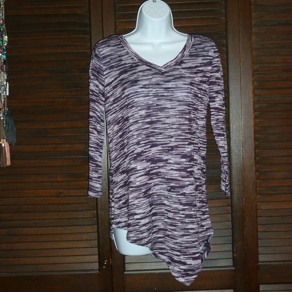 ALMOST FAMOUS Purple V-Neck Asymmetrical Sweater S